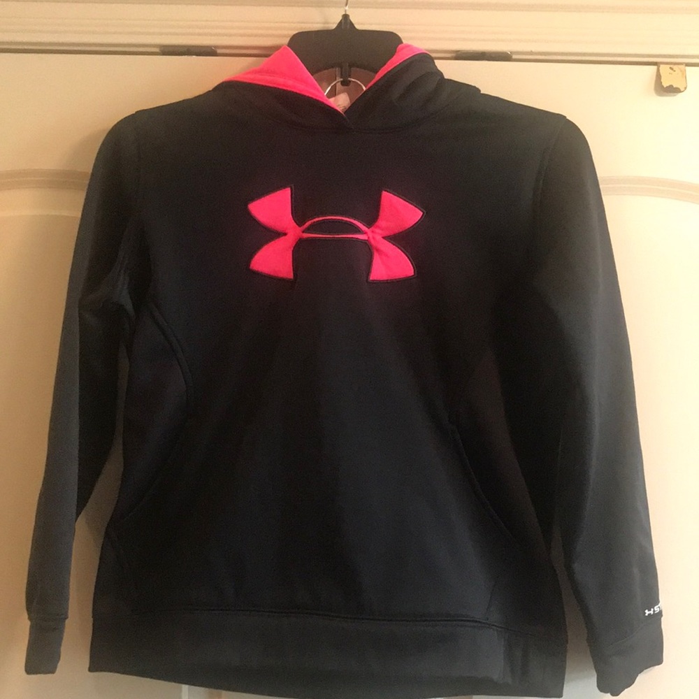 Under Armor hoodie. Black and hot pink. Youth XL.